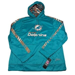 Miami Dolphins NFL Team Apparel Zubaz Hoodie Mens Large Teal Orange White NWT